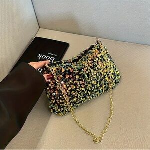 Travel Passions - Gold Iridescent Geometric Sequined Crossbody Bag